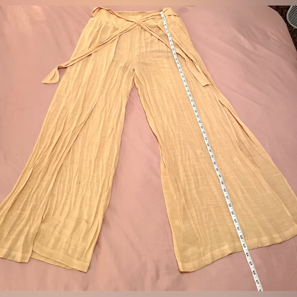 Yellow Wide Leg Pants with Side Slits